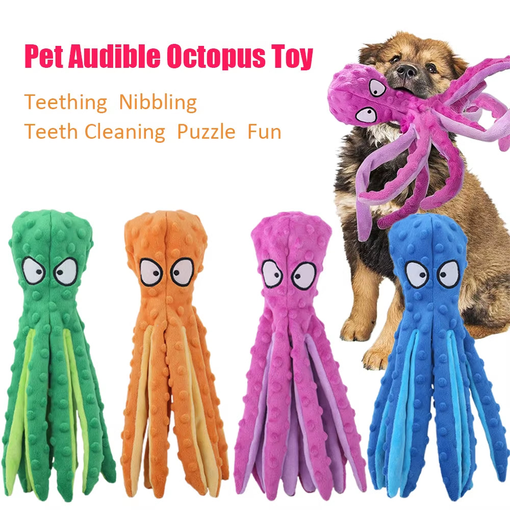 Dog Vocal Toys Octopus Non-Stuffed Soft Plush Toy Puppy Educational Teething Chew Toys Pet Supplies for Small Medium Dogs