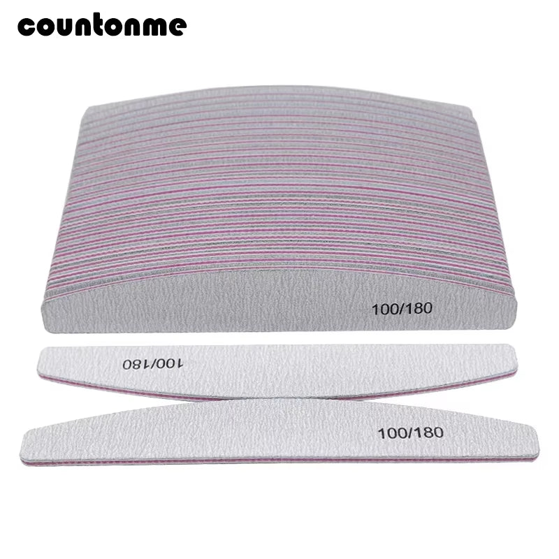 10Pcs 100/180 Nail File Sanding Polishing Buffer Block UV Gel Nail Polisher Manicure Pedicure Tools Nail Care Tools Grey Boat
