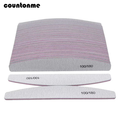 10Pcs 100/180 Nail File Sanding Polishing Buffer Block UV Gel Nail Polisher Manicure Pedicure Tools Nail Care Tools Grey Boat