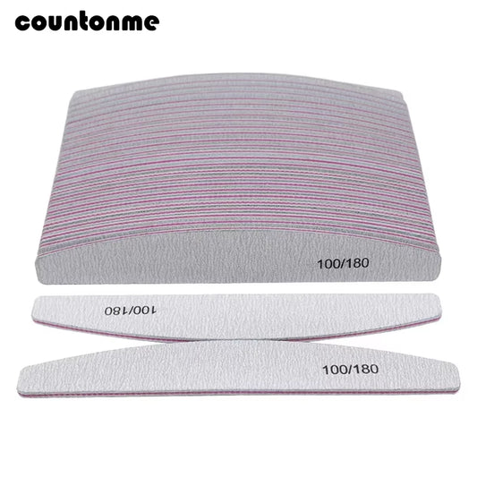 10Pcs 100/180 Nail File Sanding Polishing Buffer Block UV Gel Nail Polisher Manicure Pedicure Tools Nail Care Tools Grey Boat