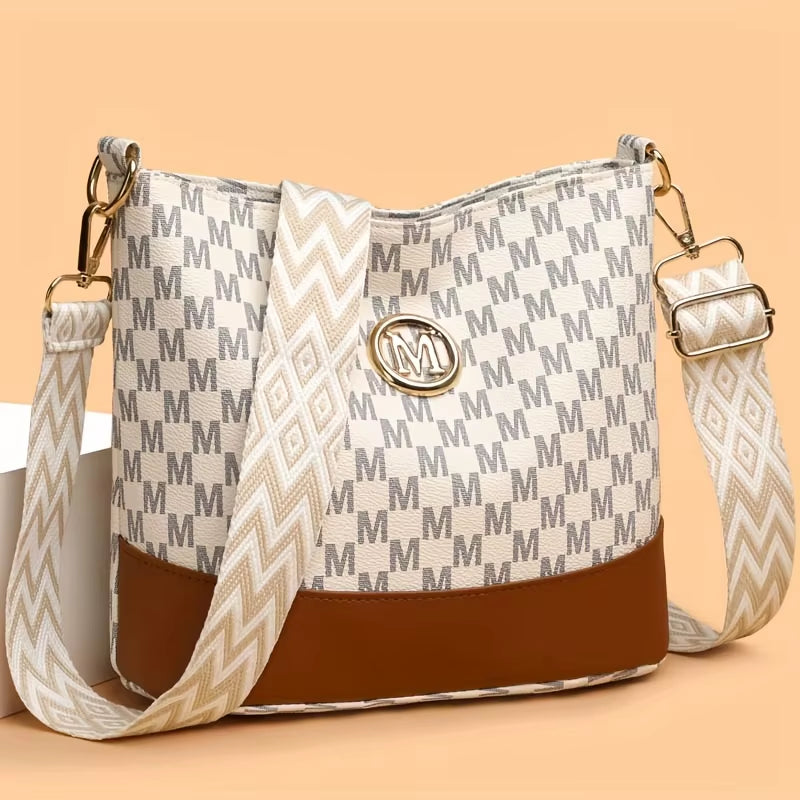 Stylish Letter Printed Crossbody Bag, Perfect Women'S Synthetic Leather Shoulder Bag with Zipper Closure for Casual & Outings