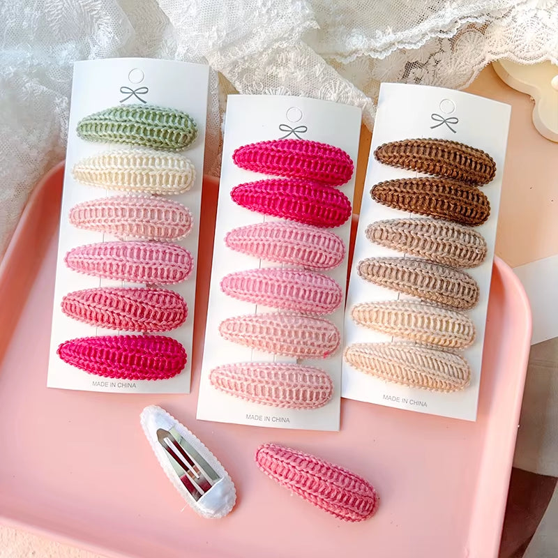 6Pcs/Set Fresh Print Cotton Alloy Hair Clips for Kids Fabric Plaid BB Hairpins Girl Hairgripe Headwear Baby Hair Accessories