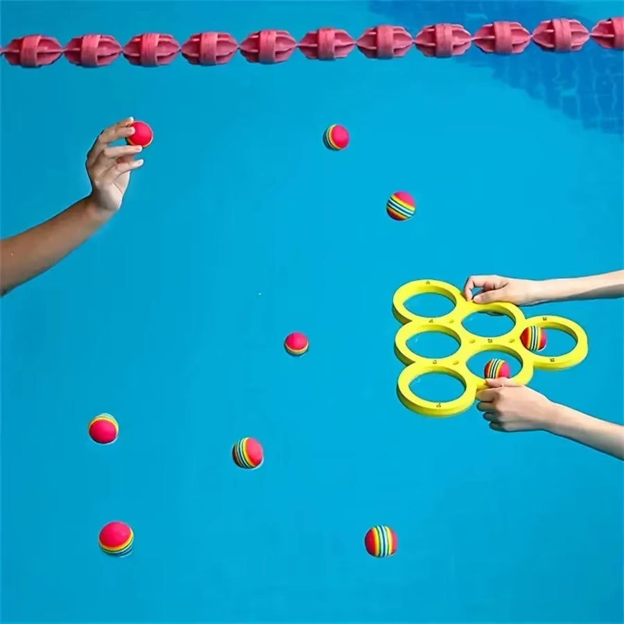 1 Floating Table with 10 Balls, Floating Toy Ring, Throwing Game, Water Sports EVA Throwing Circle, Water Toy EVA