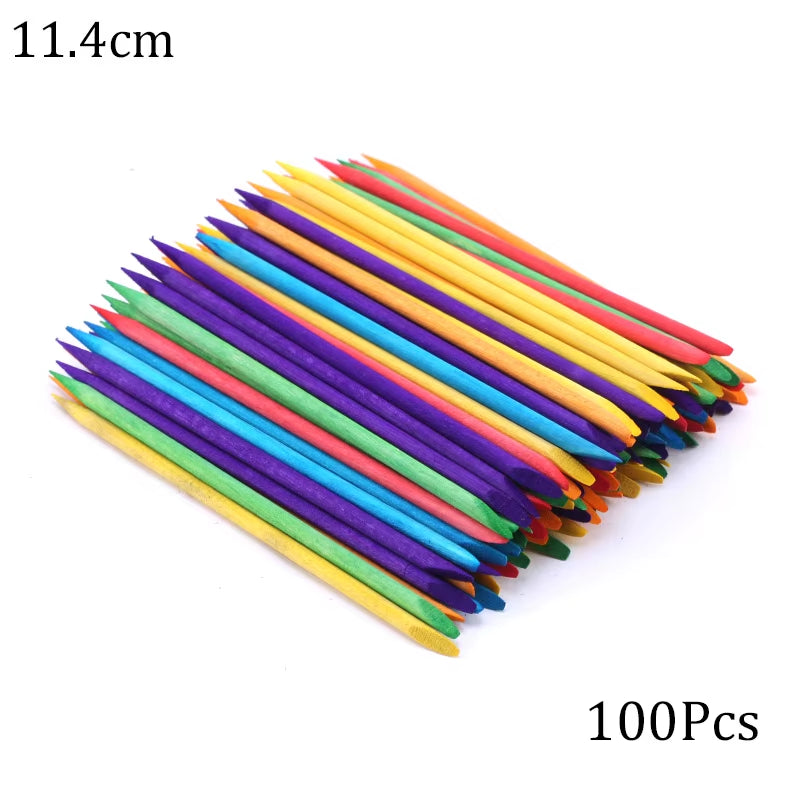 100/50Pcs Nail Art Pusher Orange Wood Sticks Cuticle Pusher Remover Rhinestones Dotting Removal Manicure Pedicure Care Tools