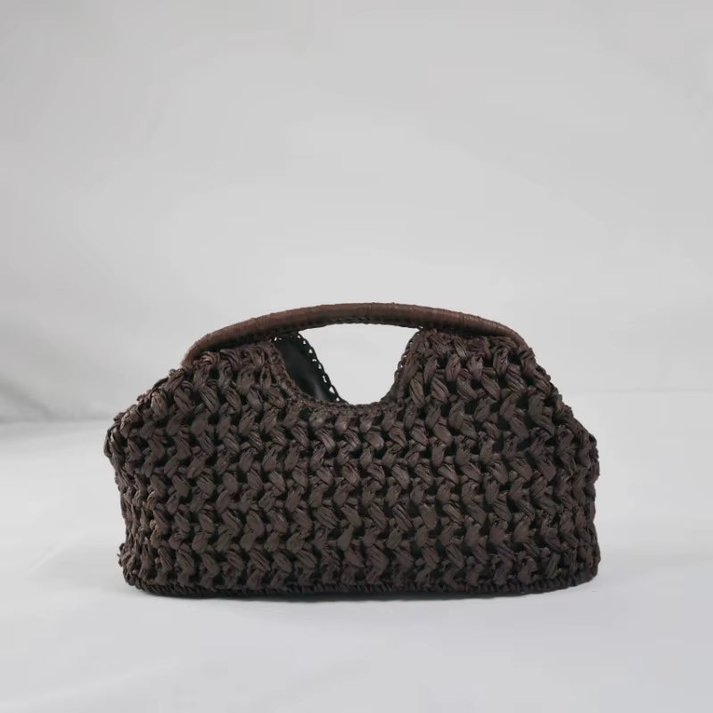 Elegant Ladies Chain Woven Handbag Straw Shoulder Bag Fashionable Raffia Crossbody Beach Bag Summer New Versatile Women'S Bag