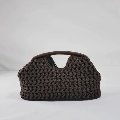 Elegant Ladies Chain Woven Handbag Straw Shoulder Bag Fashionable Raffia Crossbody Beach Bag Summer New Versatile Women'S Bag