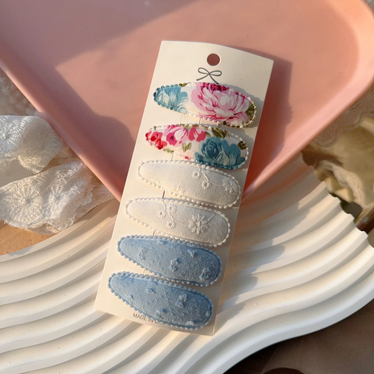 6Pcs/Set Fresh Print Cotton Alloy Hair Clips for Kids Fabric Plaid BB Hairpins Girl Hairgripe Headwear Baby Hair Accessories