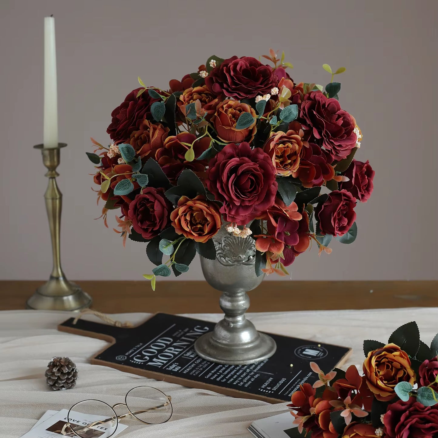 1PC Fall Artificial Peony Flowers Silk Hydrangea Rose Living Room Home Vase Garden Wedding Bridal Bouquet Diy Party Decoration