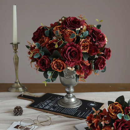 1PC Fall Artificial Peony Flowers Silk Hydrangea Rose Living Room Home Vase Garden Wedding Bridal Bouquet Diy Party Decoration