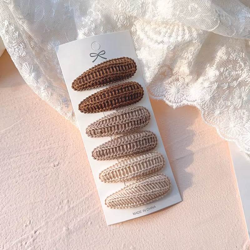 6Pcs/Set Fresh Print Cotton Alloy Hair Clips for Kids Fabric Plaid BB Hairpins Girl Hairgripe Headwear Baby Hair Accessories