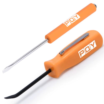 Mini Pocket Clips Screwdriver Strong Magnetic Slotted + Pocket Pry Bar Short Angled Operating Handy Tool 4-Sided Grip