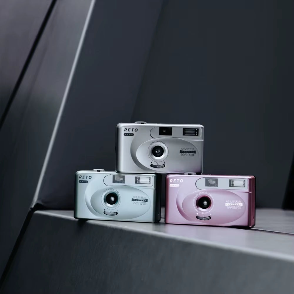 RETO PANO Ultra Film Camera with Flash Full Width Frame Reusable Film Camera - 22Mm Wide Lens 135 Film Camera with Flash