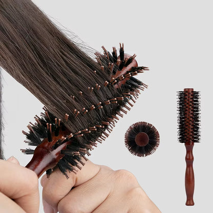 6 Style Wood Handle round Rolling Brush Straight Twill Hair Comb Boar Bristle round Barrel Hair Curling Brush Hairdressing Tool