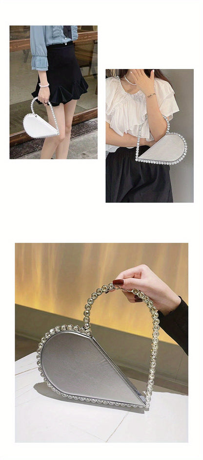Mini Heart Shape Women's Elegant Evening Bag, Trendy Clutch Purse for Party Prom and Wedding Beauty Fashion