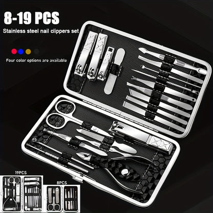Professional Manicure And Pedicure Set, Nail Clipper Nail Cutter Nail Files Ear Spoon, Beauty Tools Grooming Set with Portable Case, for Nail Care, for Household And Travel Beauty Fashion