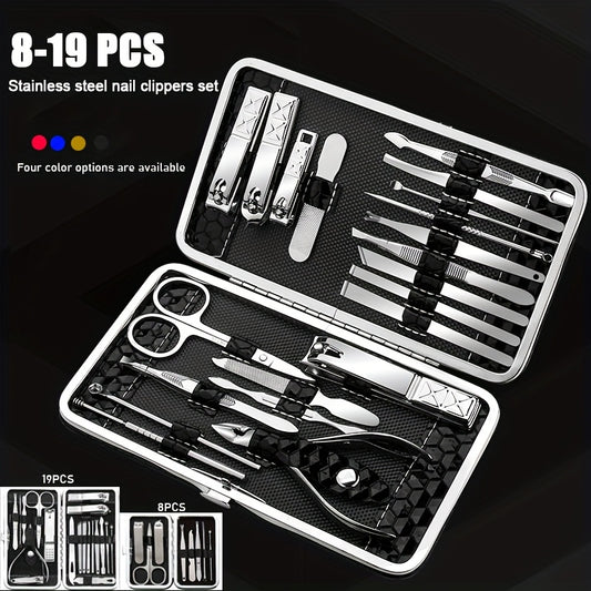 Professional Manicure And Pedicure Set, Nail Clipper Nail Cutter Nail Files Ear Spoon, Beauty Tools Grooming Set with Portable Case, for Nail Care, for Household And Travel Beauty Fashion