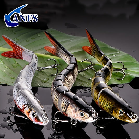 ANFS Multi-Jointed Swimbait Crankbait - Slow-Sinking Bionic Fishing Lure with Multi-Section Joints, ABS Body & Treble Hooks, Freshwater/Saltwater Compatible for Trout, Bass, Pike, Walleye - Realistic Artificial Baits (Multi-C Beauty Fashion