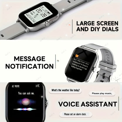 1.83-inch Full Touch Screen Smart Watch for Men And Women, USB Rechargeable, Multi-sport Mode Outdoor Fitness Watch, 180mAh Battery, with Wireless Calling, Remote Camera/music, Message Notification And Dialing, Dual Silicone Beauty World Shop