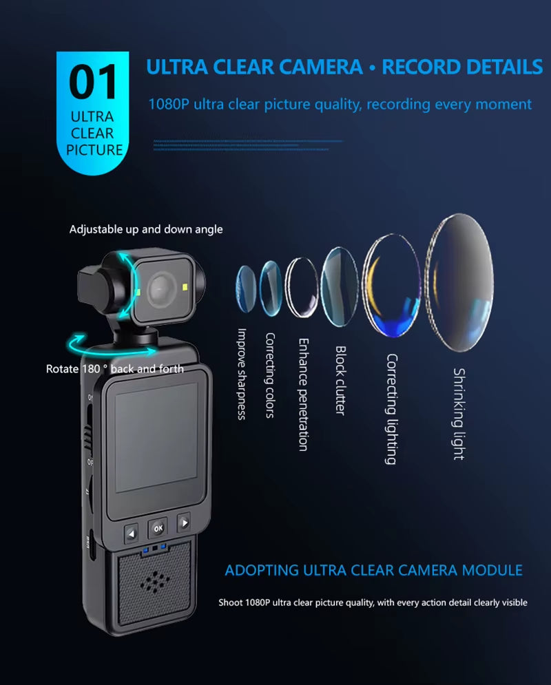 Xiaomi Handheld 1080P 180 ° Rotating Mini Portable Anti-Shake Camera Wearable Night Vision Wifi Sports Camera Cycling Recorder