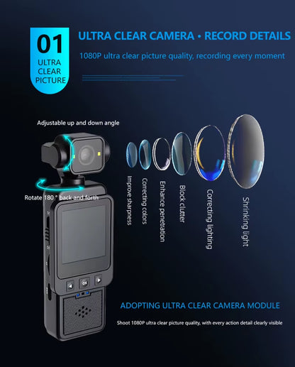 Xiaomi Handheld 1080P 180 ° Rotating Mini Portable Anti-Shake Camera Wearable Night Vision Wifi Sports Camera Cycling Recorder