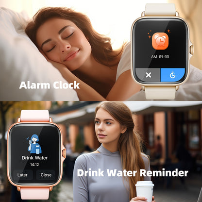 1.83'' Full Touch Screen Smart Watch |, Message Alerts, Call Answering, Sports Pedometer, Health Monitoring, Compatible with iPhone/Android, Alloy Body, Silicone Strap, DESERTCAT - Ideal Gift for and Birthdays Beauty Fashion
