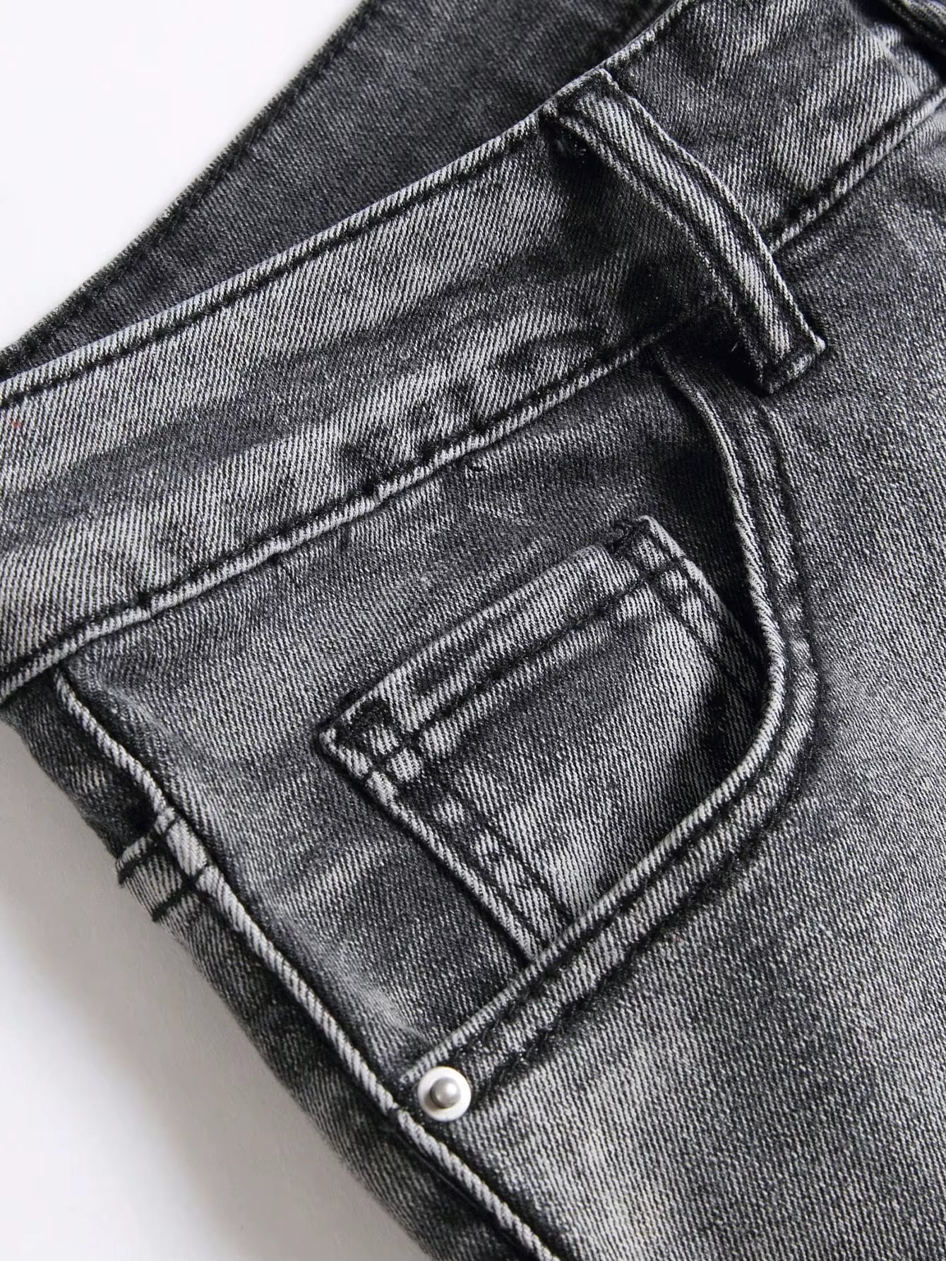 Men‘S Stretchy Denim Jeans Streetwear Tearing Patchwork Holes Ripped Denim Elastic Waist Casual Pants Slim Fit Straight Trousers