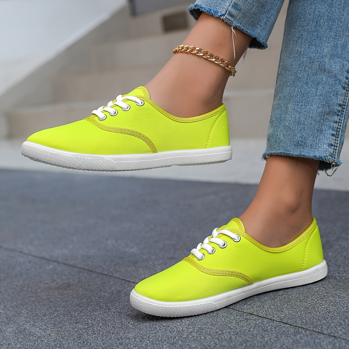 Women's Casual Canvas Sneakers, Low-Top Lace-up Walking Shoes, Lightweight & Comfort Sport Shoes Beauty World Shop