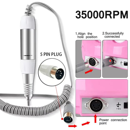 5 Pins PLUG Electric Nail Drill Machine Handle Handpiece Pedicure Replacement Pen Manicure Beauty Tool Accessory