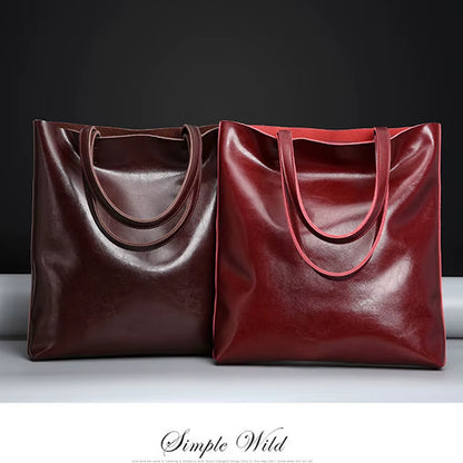 Cow Leather Bag Ladies Genuine Leather Handbags Big Women Bag Large Vintage Female 2023 Office Hand Shoulder Bags for Women Tote