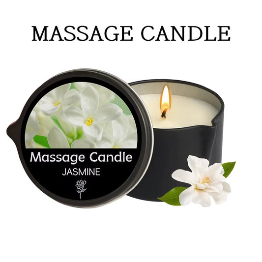 Massage Candle - Essential Oil- Jasmine, 2Oz/56.7G Melts into Warm Massage Oil - Massage Oil Candle, Pour Spout