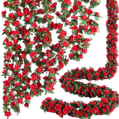 2.5M Rose Artificial Silk for Wedding Garland Fake Plant Flowers Vine Home Room Wedding Wall Hanging Garden Arch DIY Decoration