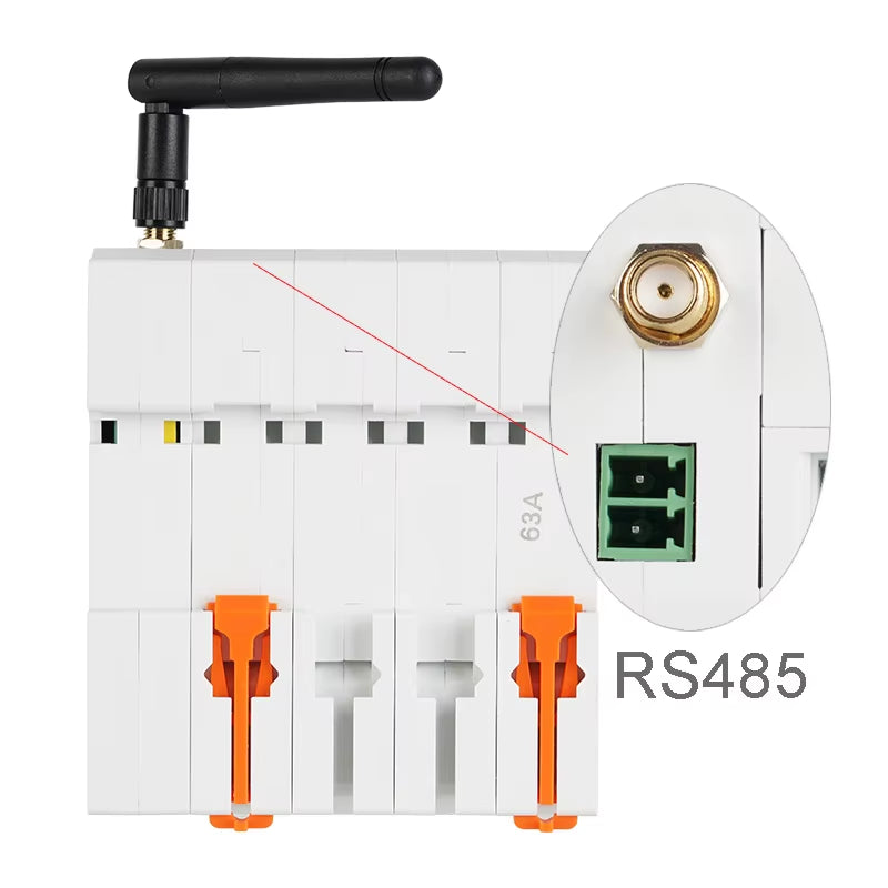 Tuya Smart Wifi 4P MCB 63A RS485 Breaker Prepaid Meter Timer Switch Voltage Current Protector Voice Control Alexa Alice