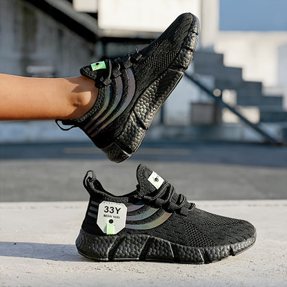 Women's Breathable Knit Platform Sneakers, Casual Lace Up Outdoor Shoes, Comfortable Low Top Sport Shoes Plus Size Beauty World Shop