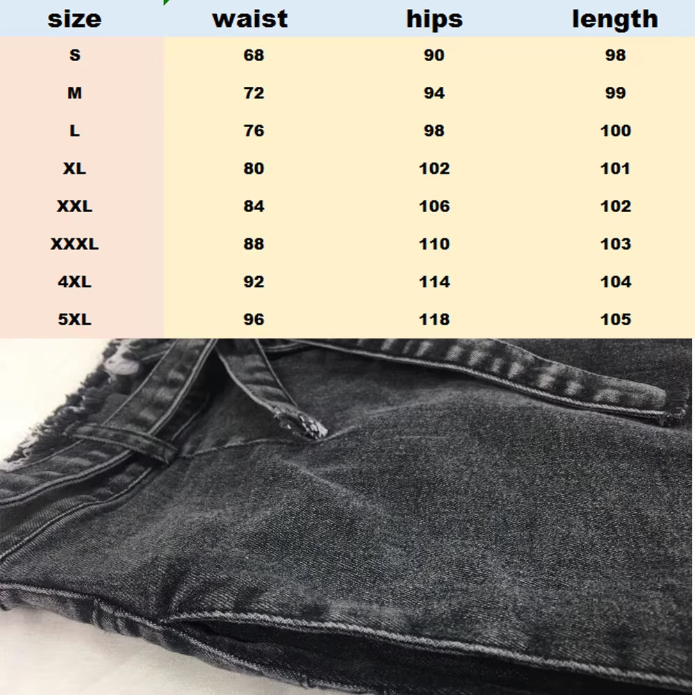 High Waist Jeans for Women Slim Stretch Denim Jean Bodycon Tassel Belt Bandage Skinny Push up Jeans Woman Clothe 4XL 5XL