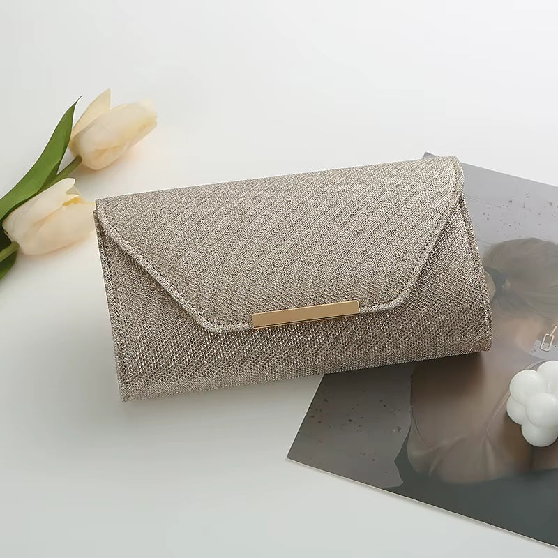 Decorative Sequin Pleated Dinner Bag Pop Metal Chain Shoulder Bag Wedding Party Storage Bag Premium Banquet Evening Dress Bag