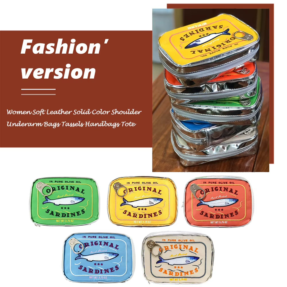 Canned Sardines Women Travel Cosmetic Bag Cute Toiletry Bag Creative Portable Fashion Zipper Multi-Function for Weekend Vacation