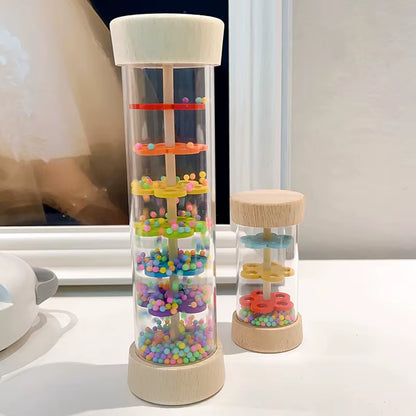 Montessori Baby Rain Stick Rainbow Hourglass Rain Music Rattle Baby Educational Toy Rainmaker Montessori Sensory Toys for Kids