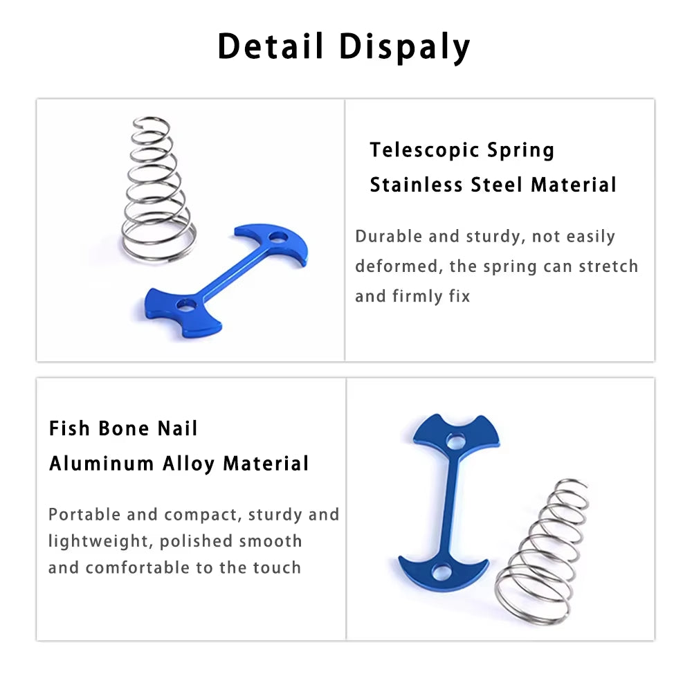 TARKA Camping Tent Pegs Deck Floor Nail Fish Bones Board Spring Nail with Rope Bucklestentnails Campingtent Supplies Accessories