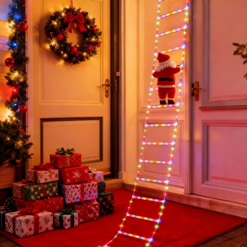 1PC 3M Santa Claus Climbs Stairs Light for Christmas Tree Living Room Bedroom Window Festival Party Atmosphere Decor Lighting