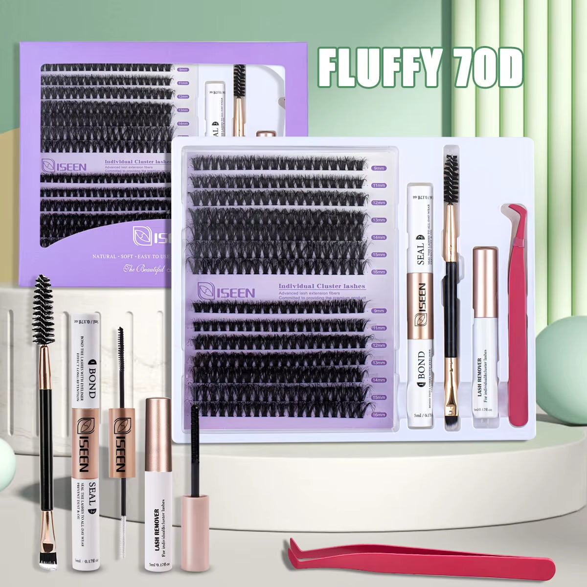DIY Lash Extension Mix Styles Lash Clusters Individual Explosive Eyelashes with Bond&Seal Remover Tweezers Lash Brush