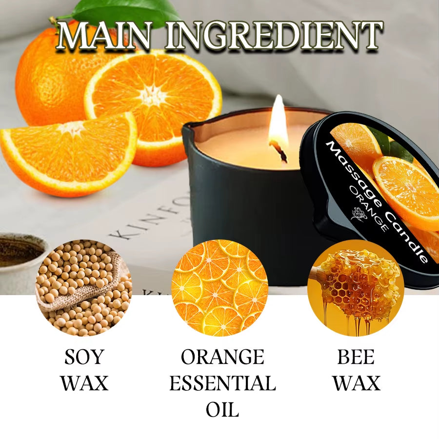 Massage Candle - Essential Oil- Orange, 2Oz/56.7G Melts into Warm Massage Oil - Massage Oil Candle, Pour Spout