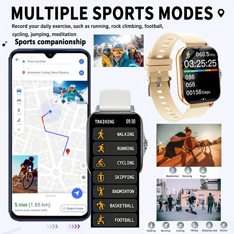 1.83-inch Full Touch Screen Smart Watch for Men And Women, USB Rechargeable, Multi-sport Mode Outdoor Fitness Watch, 180mAh Battery, with Wireless Calling, Remote Camera/music, Message Notification And Dialing, Dual Silicone Beauty World Shop
