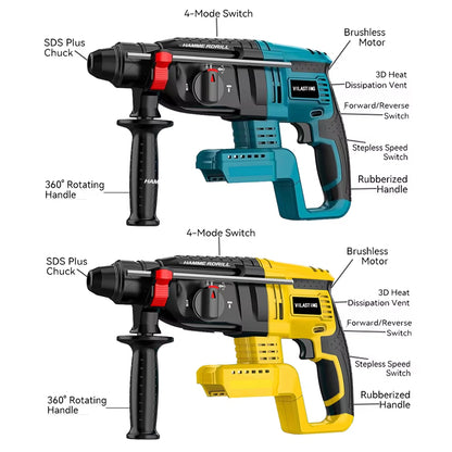 26MM Brushless Electric Hammer Drill Multifunctional Rotary Cordless Power Tools for Makita/Dewalt 18V Battery Pin