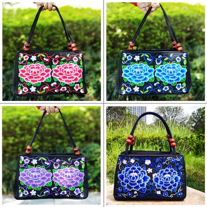 Embroidered Handbag, Double Zipper Bag, Women's Printed Handbag Beauty Fashion