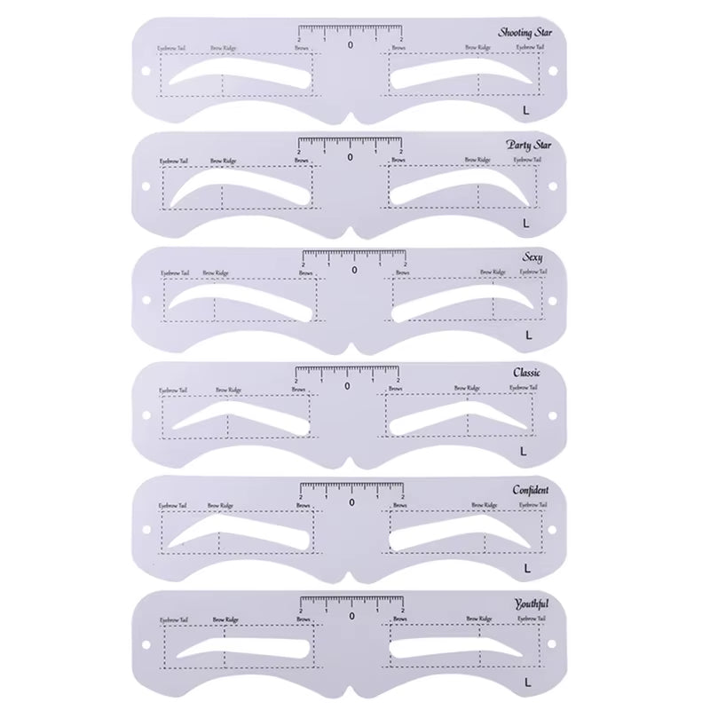 The New Fixed PVC Eyebrow Shaper Template Can Be Reused with High-Quality Stickers for Elegant Eyebrow Makeup Tools 6PCS