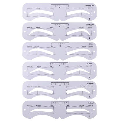The New Fixed PVC Eyebrow Shaper Template Can Be Reused with High-Quality Stickers for Elegant Eyebrow Makeup Tools 6PCS