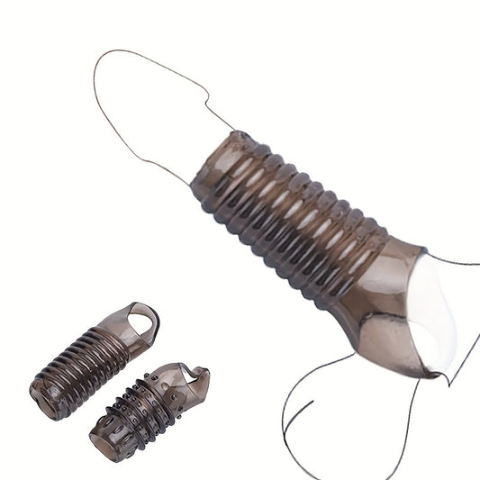 2pcs Waterproof Reusable Penis Sleeves Girth For Men Extender Enlarger Extension Sheath Elastic Long Lasting Time Gift For Men Brown, Penis Enlargement Silicone Sleeves, Male Erection Enhancement Premium, Reusable Penis Ring, Beauty Fashion