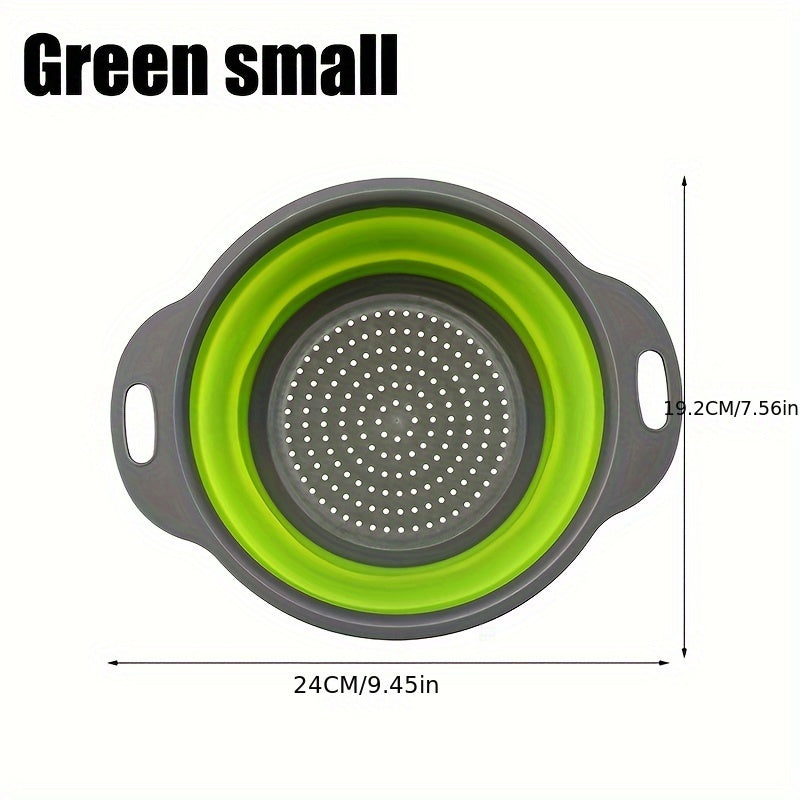 1/2 Set of Round Kitchen Draining Baskets, Foldable Funnel - Includes One Large And One Small, Perfect for Draining Pasta, Vegetables, And Fruits (Green, Red, Blue) Beauty Fashion