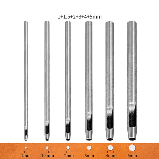 WUTA 5-15 Pcs Kit Hollow Punch Set round Hole Punch Tool Steel Leather Craft Working for Watch Band,Fabric,Plastics,Gasket Belt