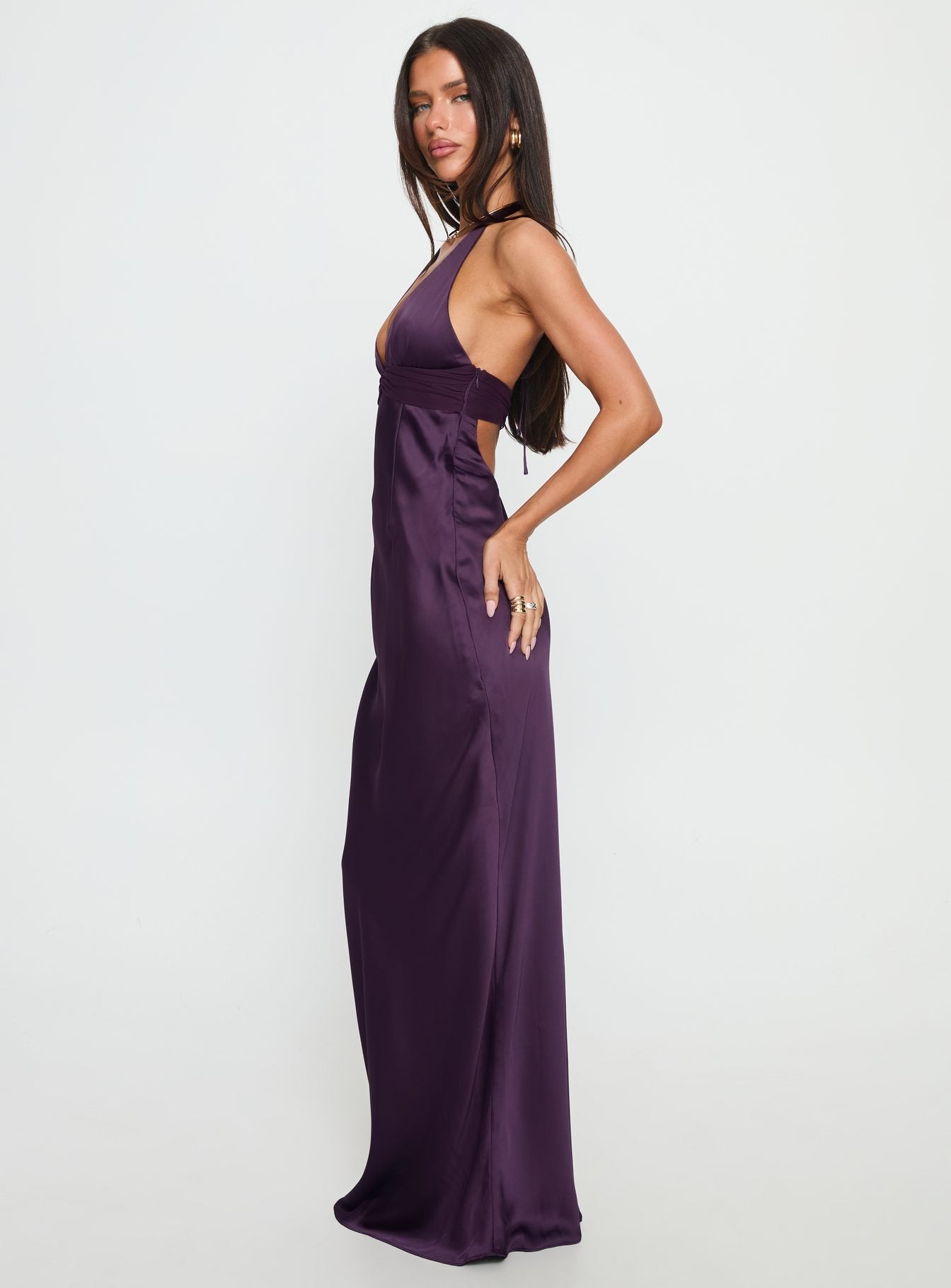 Odyssa Halter Maxi Dress Purple Princess Polly